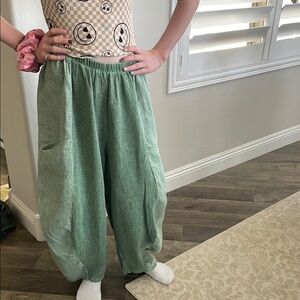 Green Wide Leg Hippie Pants Medium